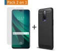 Pack 2 En 1 Funda Gel Tipo Carbono + Protector Cristal Templado para Oppo RX17 Pro