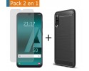 Pack 2 En 1 Funda Gel Tipo Carbono + Protector Cristal Templado para Samsung Galaxy A50 / A50s / A30s