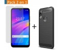 Pack 2 En 1 Funda Gel Tipo Carbono + Protector Cristal Templado para Xiaomi Redmi 7