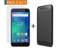 Pack 2 En 1 Funda Gel Tipo Carbono + Protector Cristal Templado para Xiaomi Redmi Go