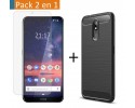 Pack 2 En 1 Funda Gel Tipo Carbono + Protector Cristal Templado para Nokia 3.2