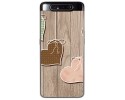 Funda Gel Tpu para Samsung Galaxy A80 diseño Corazones Madera Dibujos