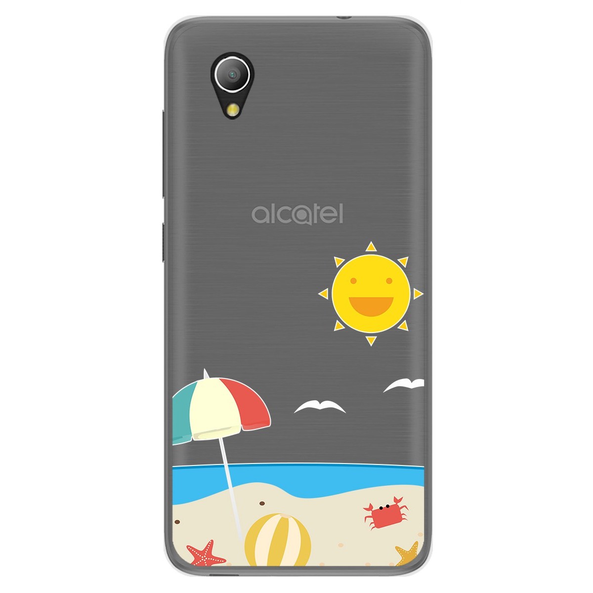 Funda Gel Transparente para Alcatel 1 diseño Playa Dibujos