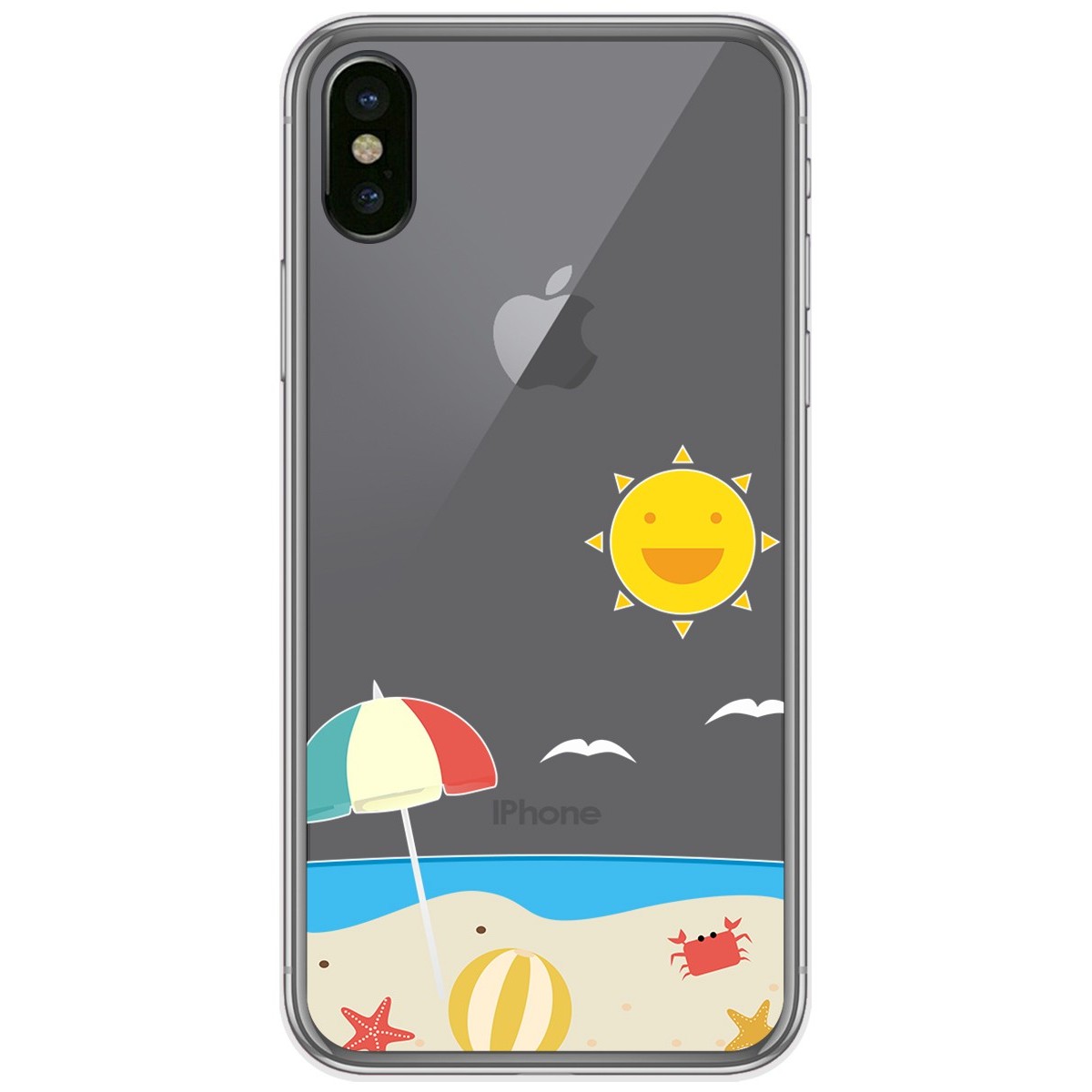 Funda Gel Transparente para Iphone  X / Xs diseño Playa Dibujos
