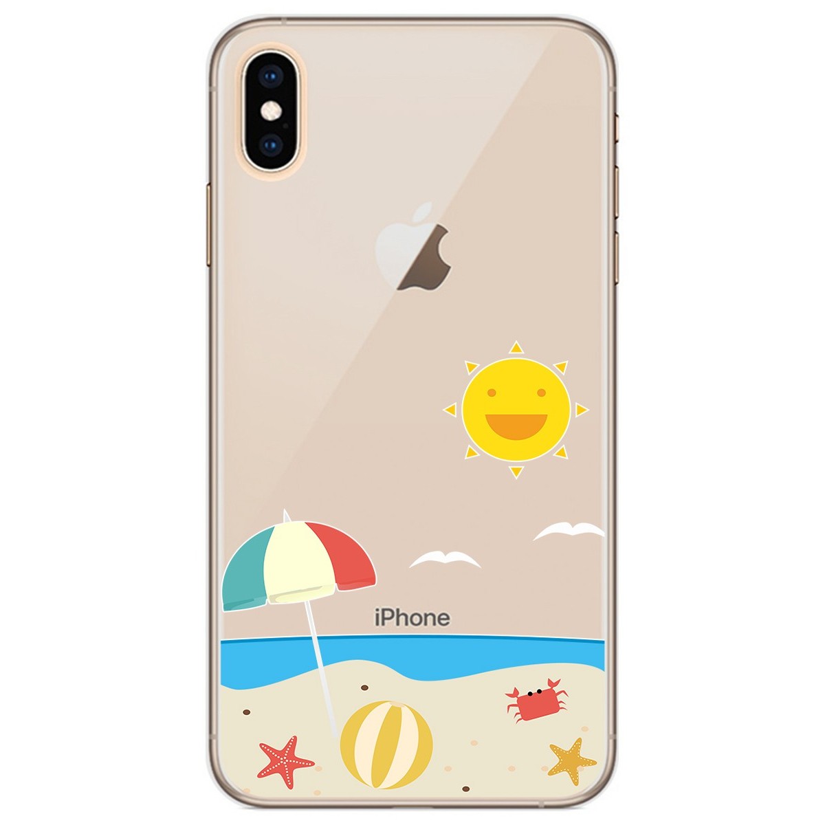Funda Gel Transparente para Iphone Xs Max diseño Playa Dibujos