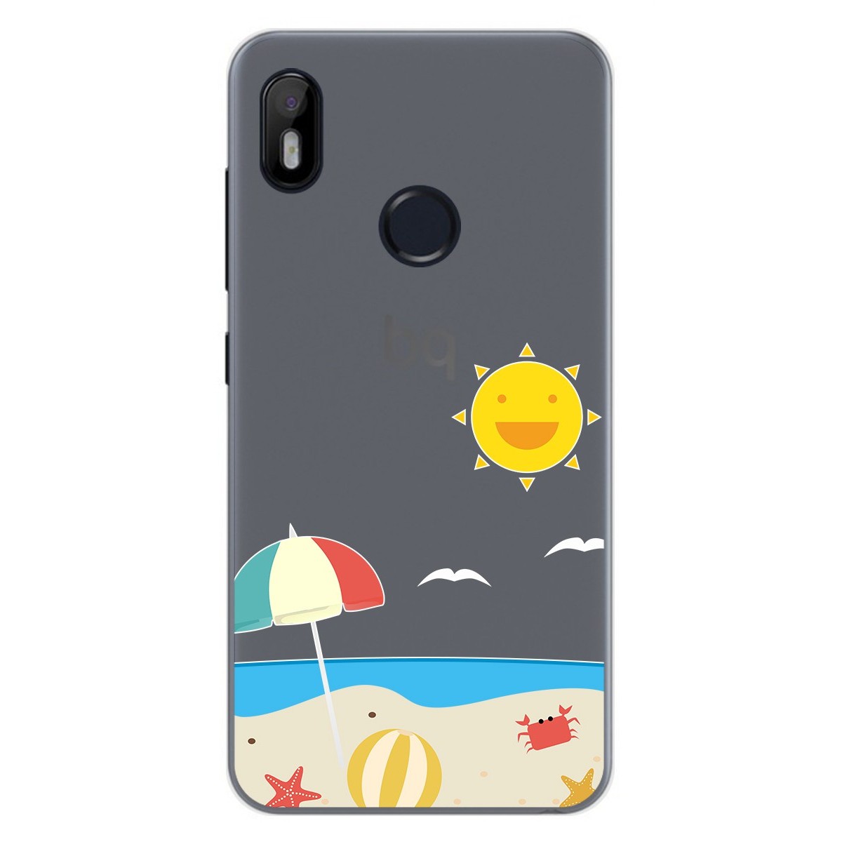 Funda Gel Transparente para Bq Aquaris C diseño Playa Dibujos