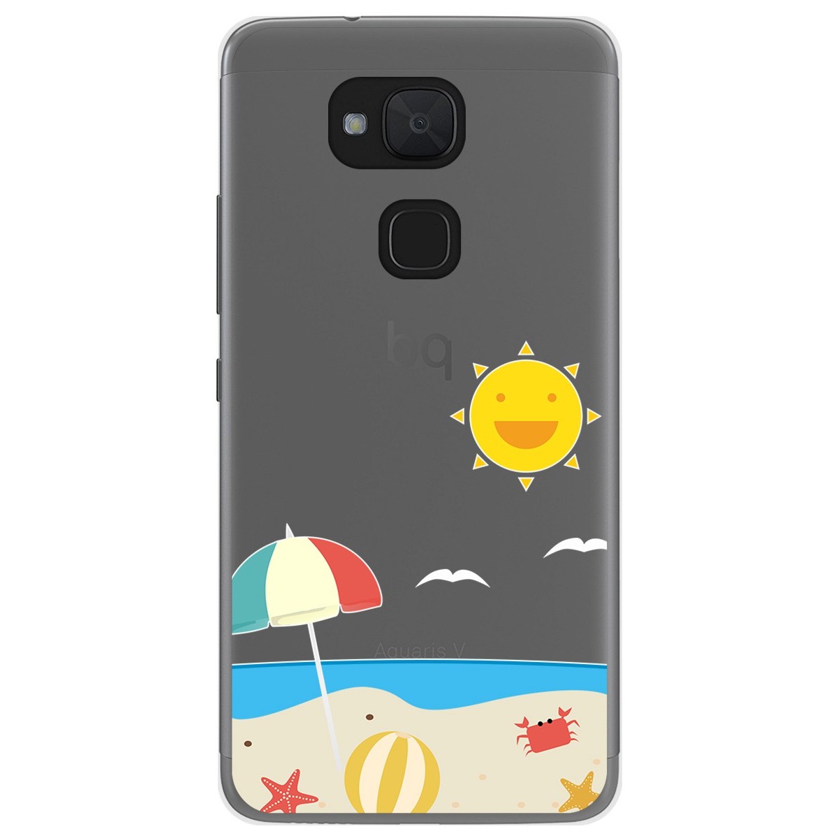 Funda Gel Transparente para Bq Aquaris V Plus / Vs Plus diseño Playa Dibujos