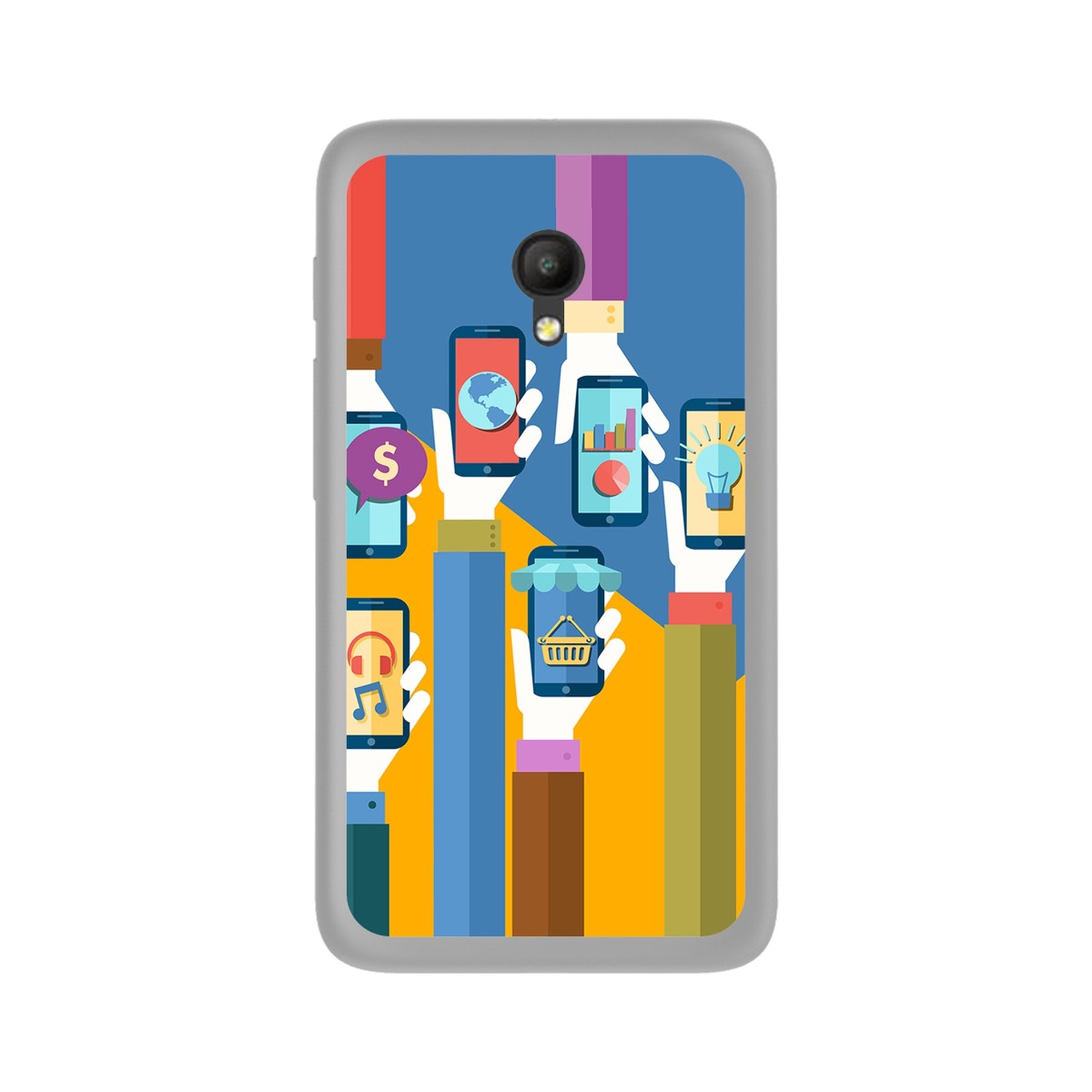 Funda Gel Tpu para Orange Rise 51 / Alcatel Pixi 4 (5) 4G / Vodafone Smart Turbo 7 Diseño Apps Dibujos