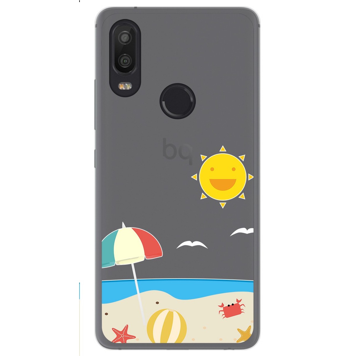 Funda Gel Transparente para Bq Aquaris X2 / X2 Pro diseño Playa Dibujos