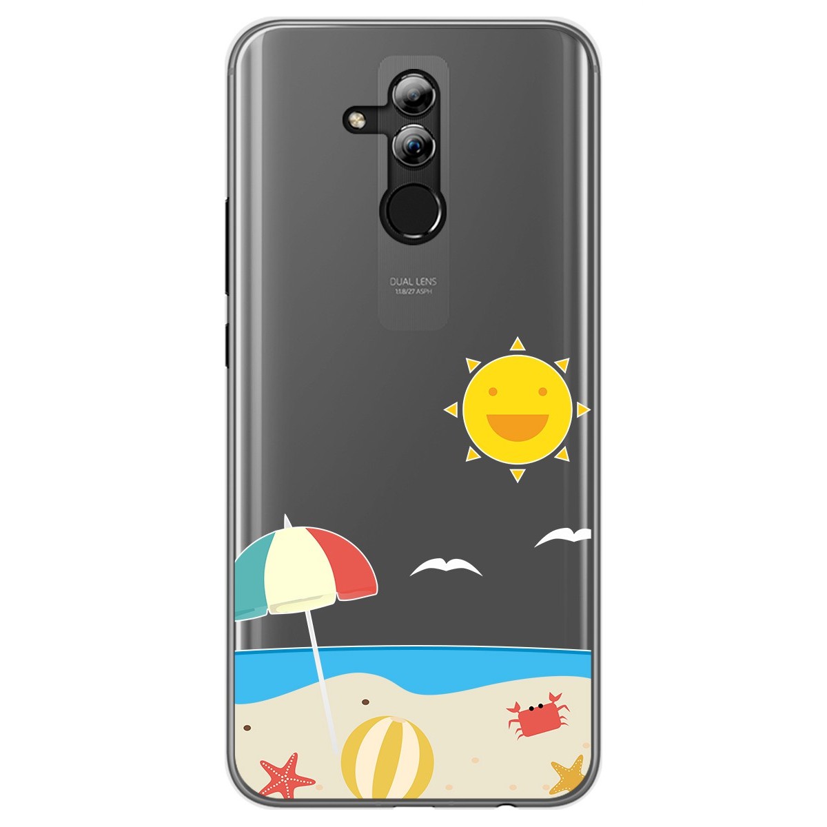 Funda Gel Transparente para Huawei Mate 20 Lite diseño Playa Dibujos