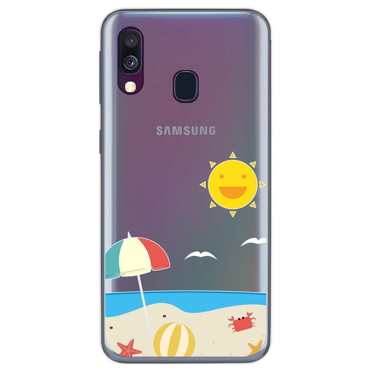 Funda Gel Transparente para Samsung Galaxy A40 diseño Playa Dibujos