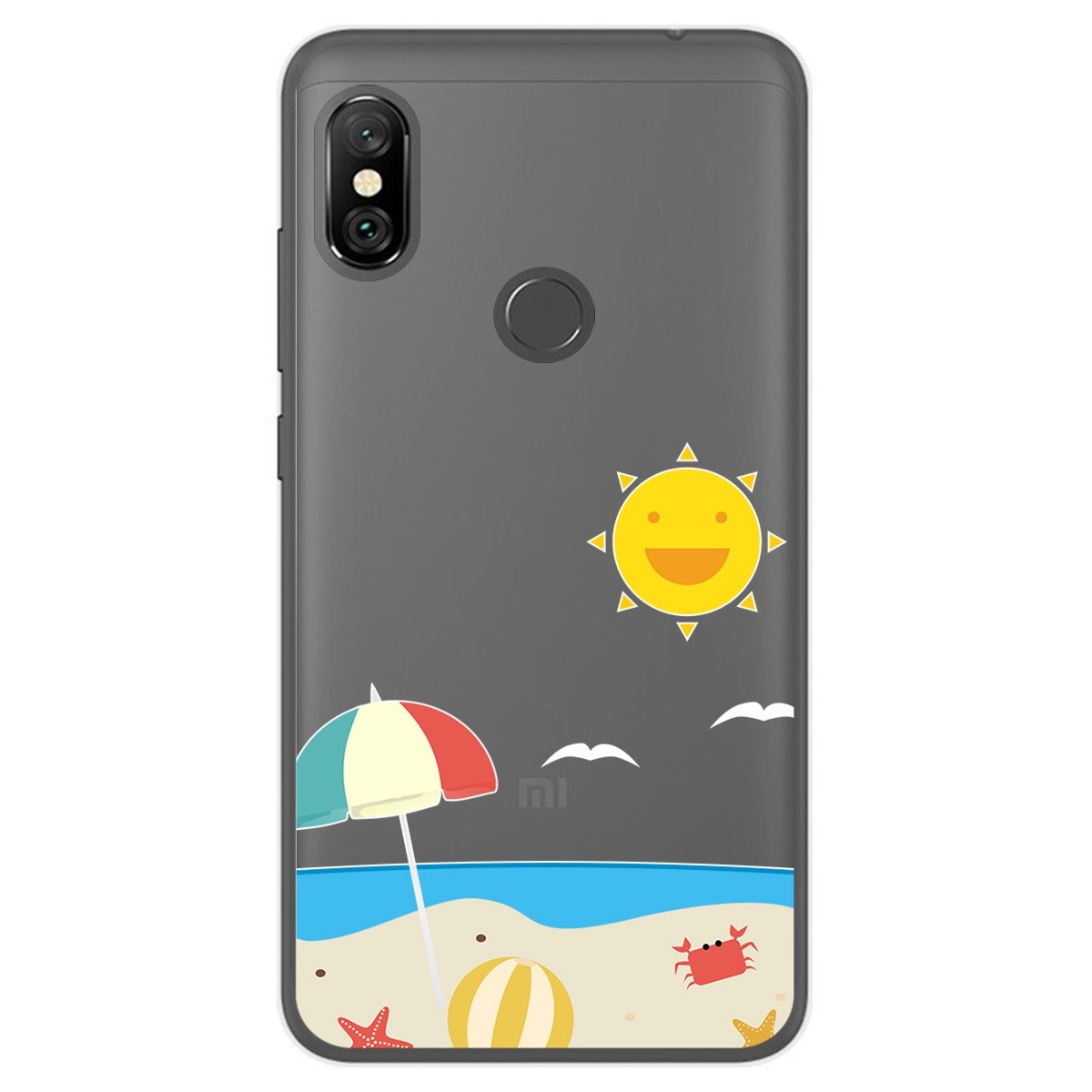 Funda Gel Transparente para Xiaomi Redmi Note 6 Pro diseño Playa Dibujos