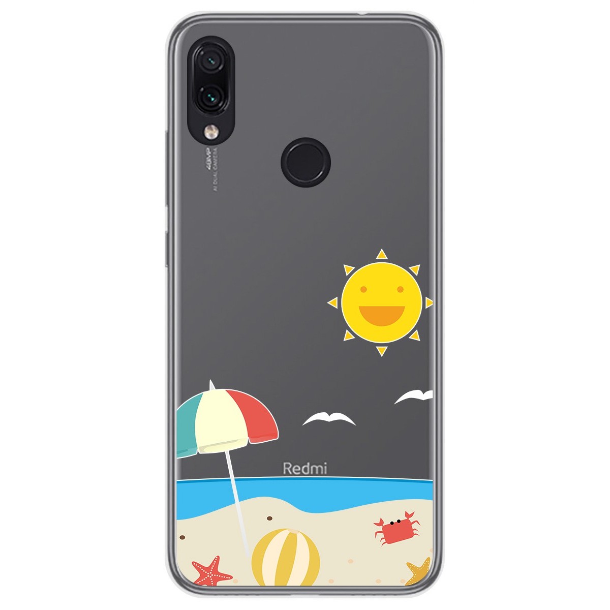 Funda Gel Transparente para Xiaomi Redmi Note 7 diseño Playa Dibujos