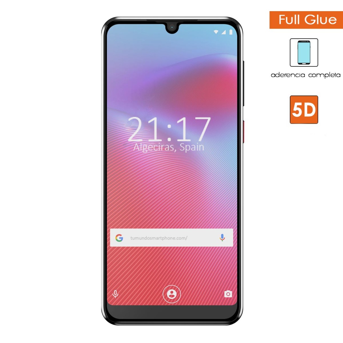 Protector Cristal Templado Completo 5D Full Glue Negro para Vodafone Smart V10 Vidrio