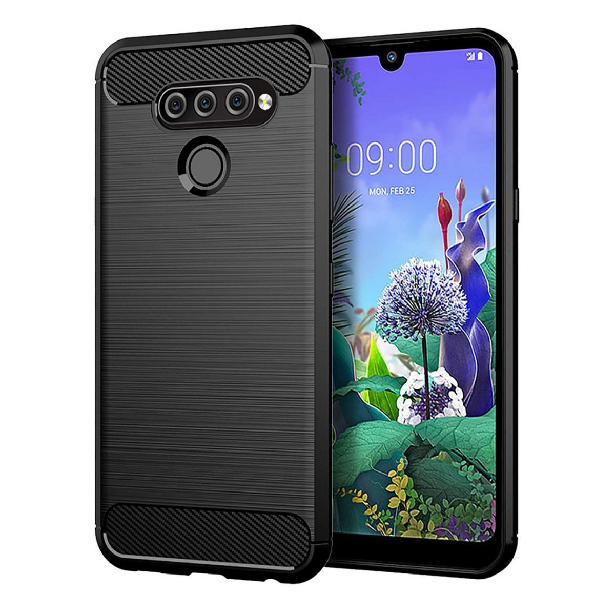 Funda Gel Tpu Tipo Carbon Negra para Lg Q60 / K50