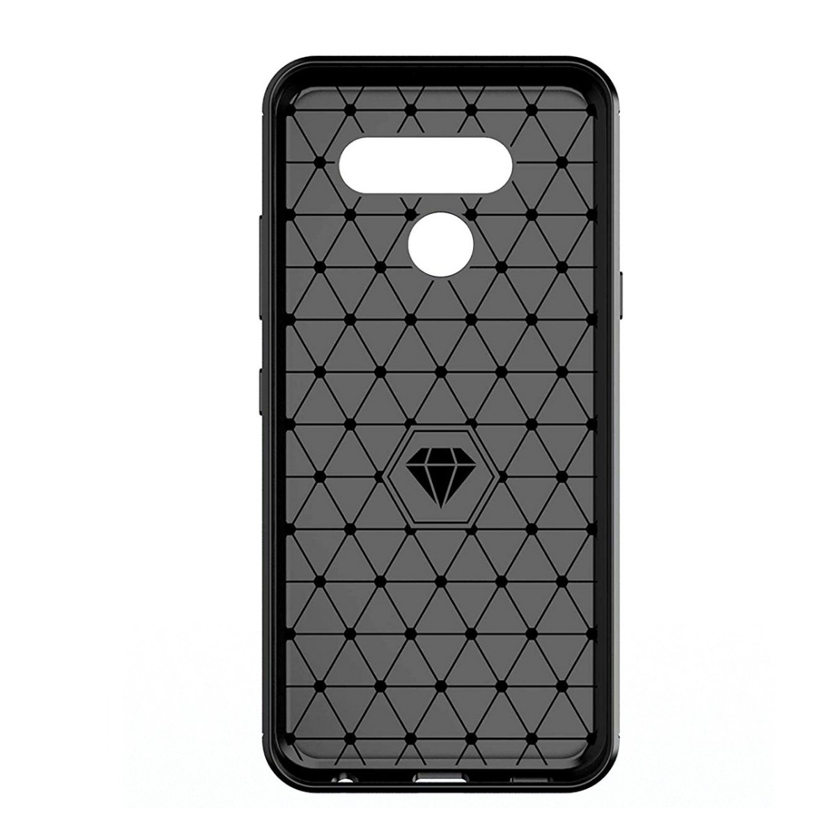 Funda Gel Tpu Tipo Carbon Negra para Lg Q60 / K50