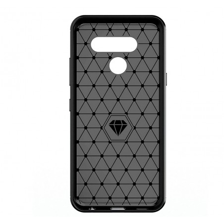 Funda Gel Tpu Tipo Carbon Negra para Lg Q60 / K50