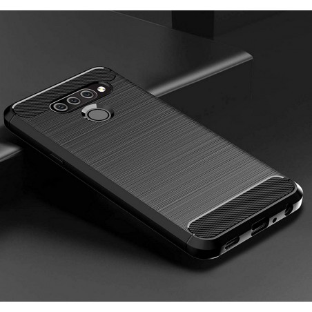 Funda Gel Tpu Tipo Carbon Negra para Lg Q60 / K50