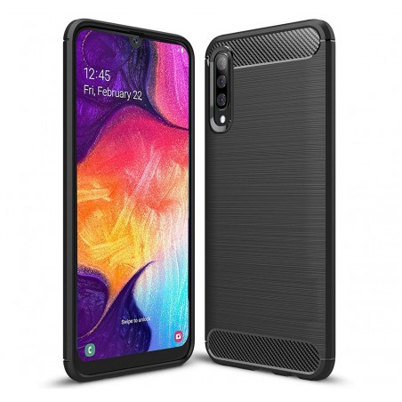 Funda Gel Tpu Tipo Carbon Negra para Samsung Galaxy A80