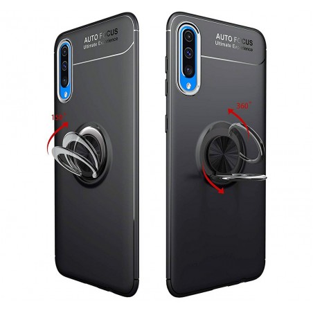 Funda Magnetica Soporte con Anillo Giratorio 360 para Samsung Galaxy A80 Negra