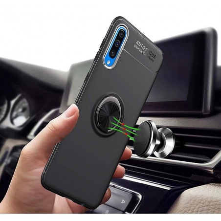 Funda Magnetica Soporte con Anillo Giratorio 360 para Samsung Galaxy A80 Negra