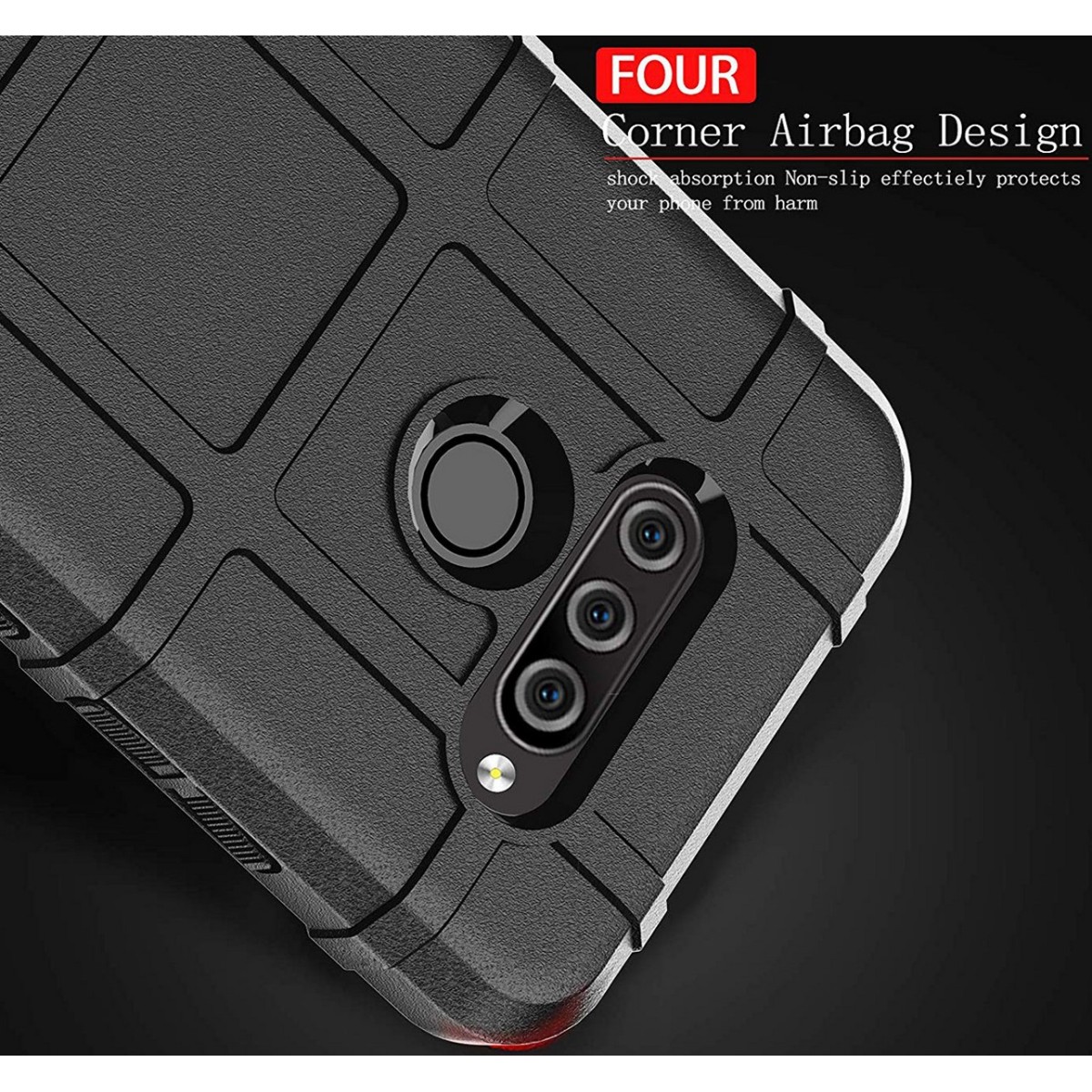 Funda Armor Rugged Shield Antigolpes para Lg Q60 / K50 color Negra