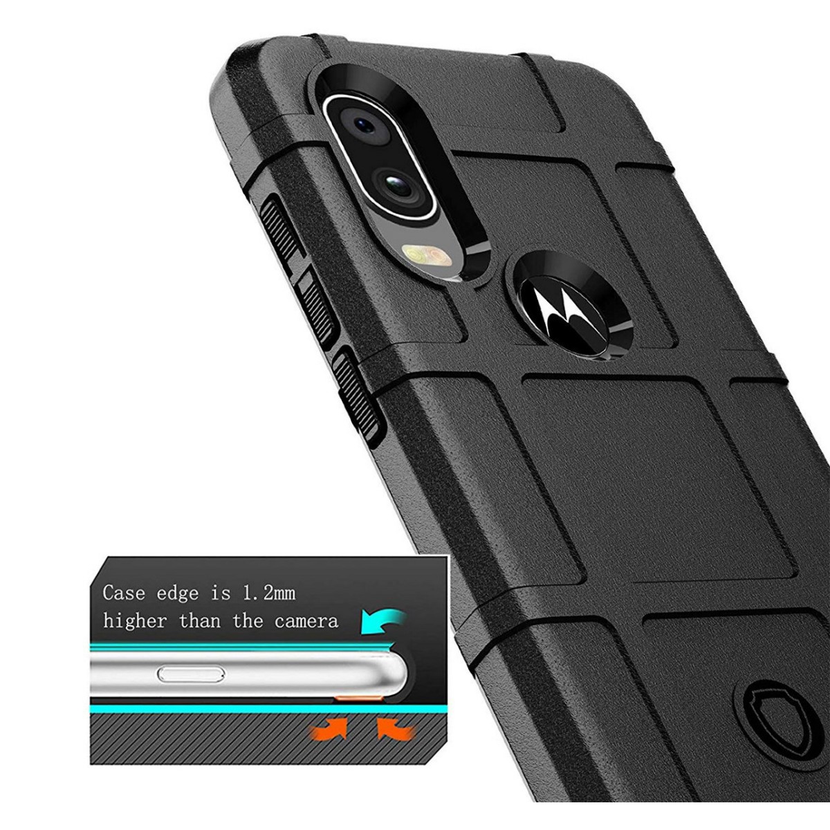 Funda Armor Rugged Shield Antigolpes para Motorola One Vision color Negra