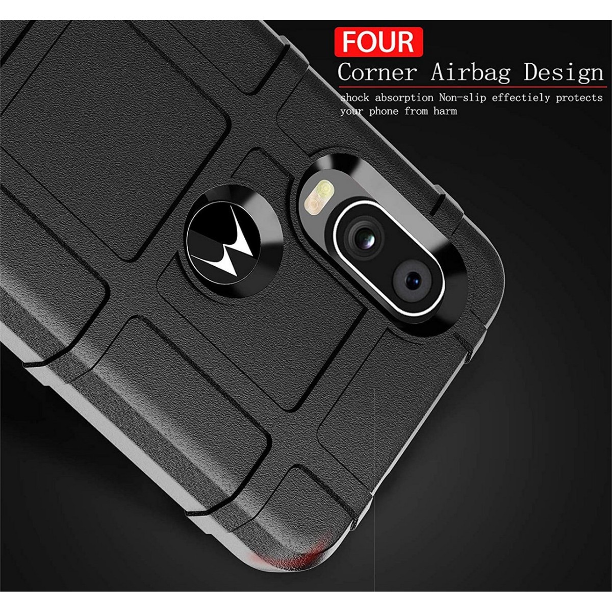 Funda Armor Rugged Shield Antigolpes para Motorola One Vision color Negra