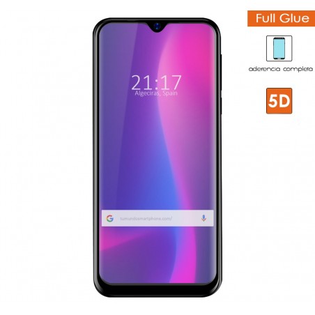 Protector Cristal Templado Completo 5D Full Glue Negro para Blackview A60 / A60 Pro Vidrio