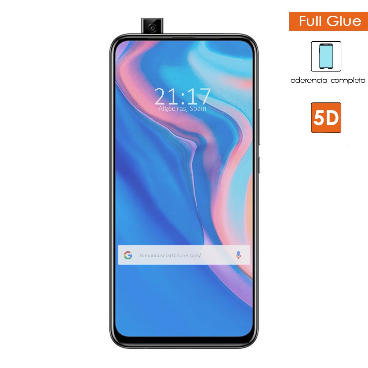 Protector Cristal Templado Completo 5D Full Glue Negro para Huawei P Smart Z Vidrio