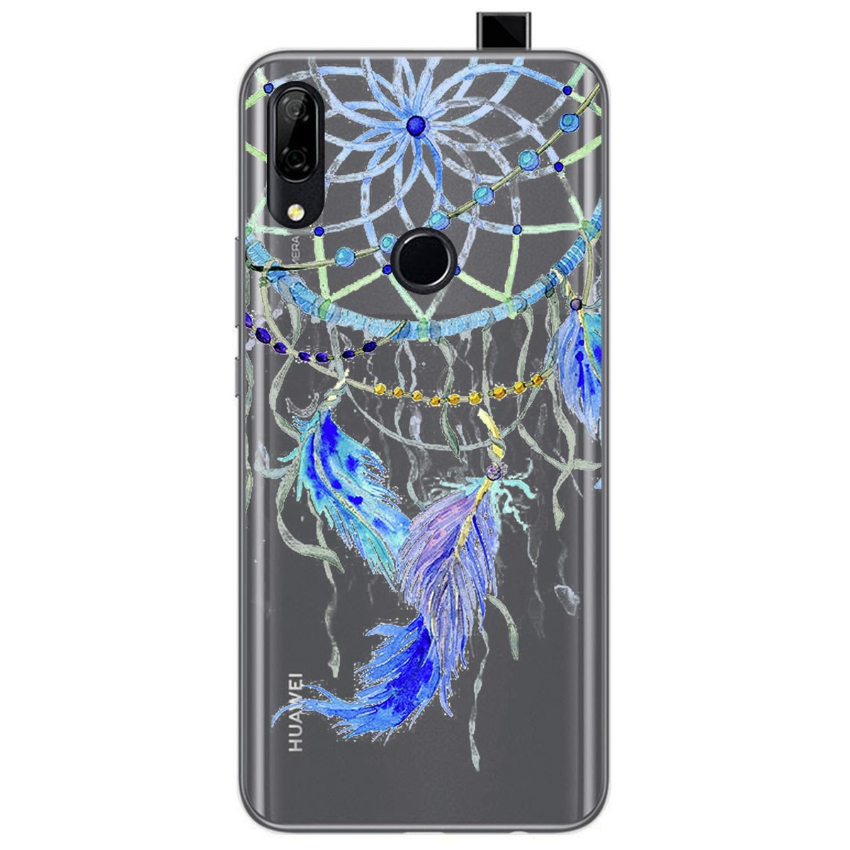 Funda Gel Transparente para Huawei P Smart Z diseño Plumas Dibujos