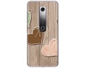 Funda Gel Tpu para Vodafone Smart N10 diseño Corazones Madera Dibujos
