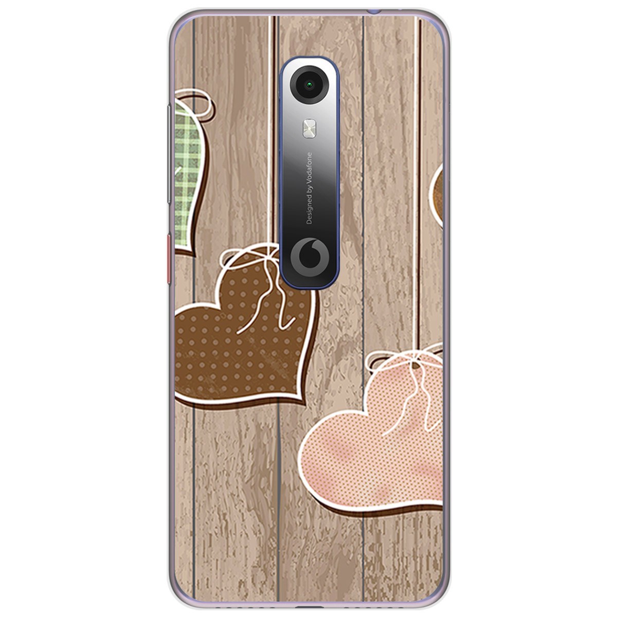 Funda Gel Tpu para Vodafone Smart N10 diseño Corazones Madera Dibujos