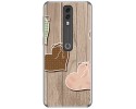 Funda Gel Tpu para Vodafone Smart V10 diseño Corazones Madera Dibujos