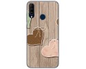 Funda Gel Tpu para Wiko View3 Pro diseño Corazones Madera Dibujos