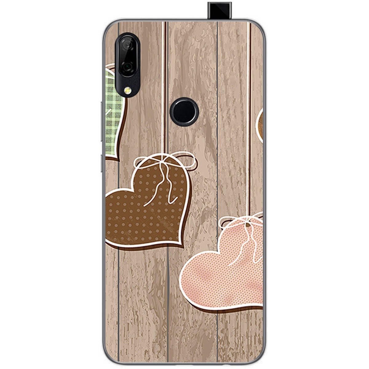 Funda Gel Tpu para Huawei P Smart Z diseño Corazones Madera Dibujos