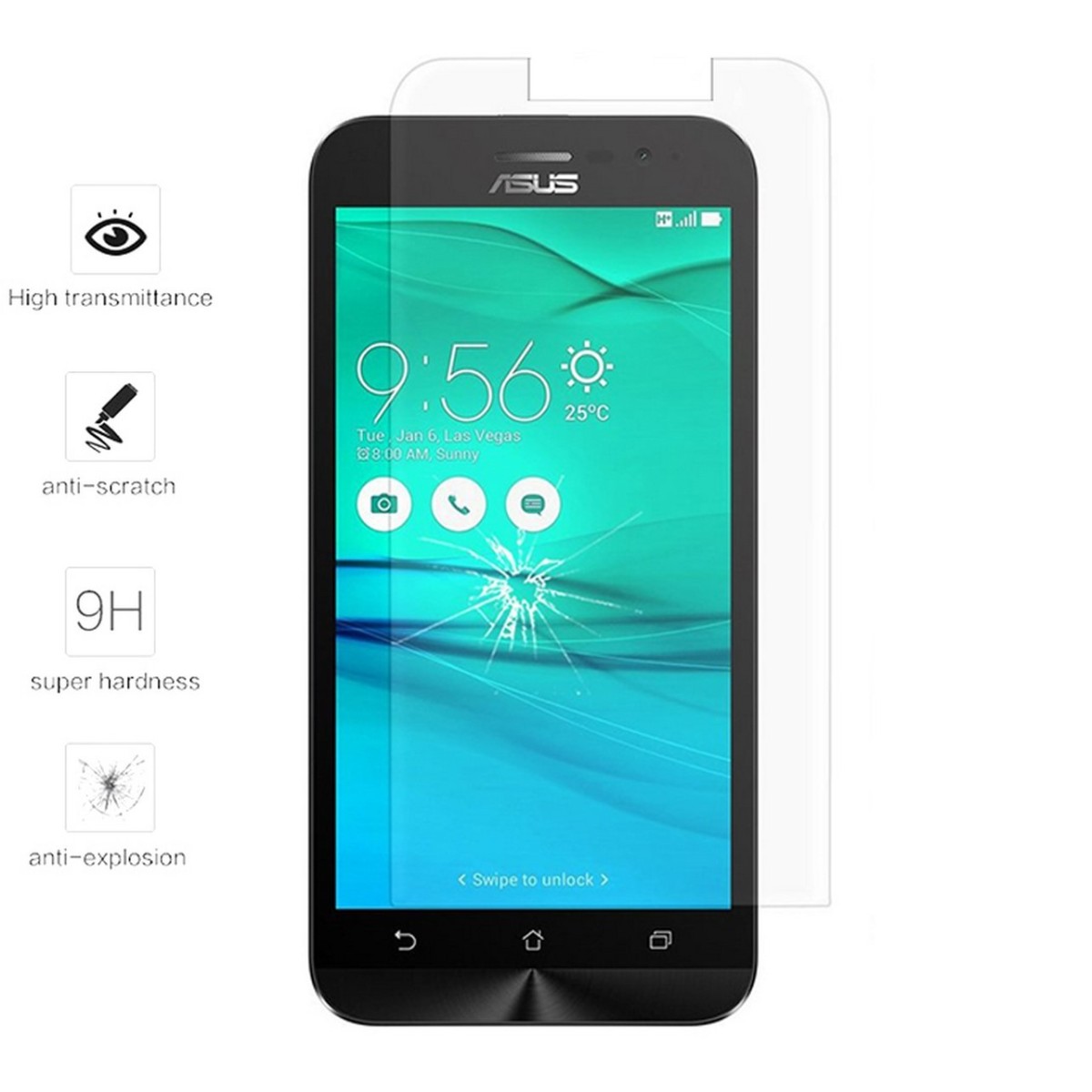 Protector Cristal Templado para Asus Zenfone Go 5" (Zb500Kl) Vidrio