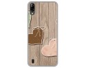 Funda Gel Tpu para Blackview A60 diseño Corazones Madera Dibujos