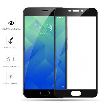 Protector Cristal Templado Frontal Completo Negro para Meizu M5 Note  Vidrio