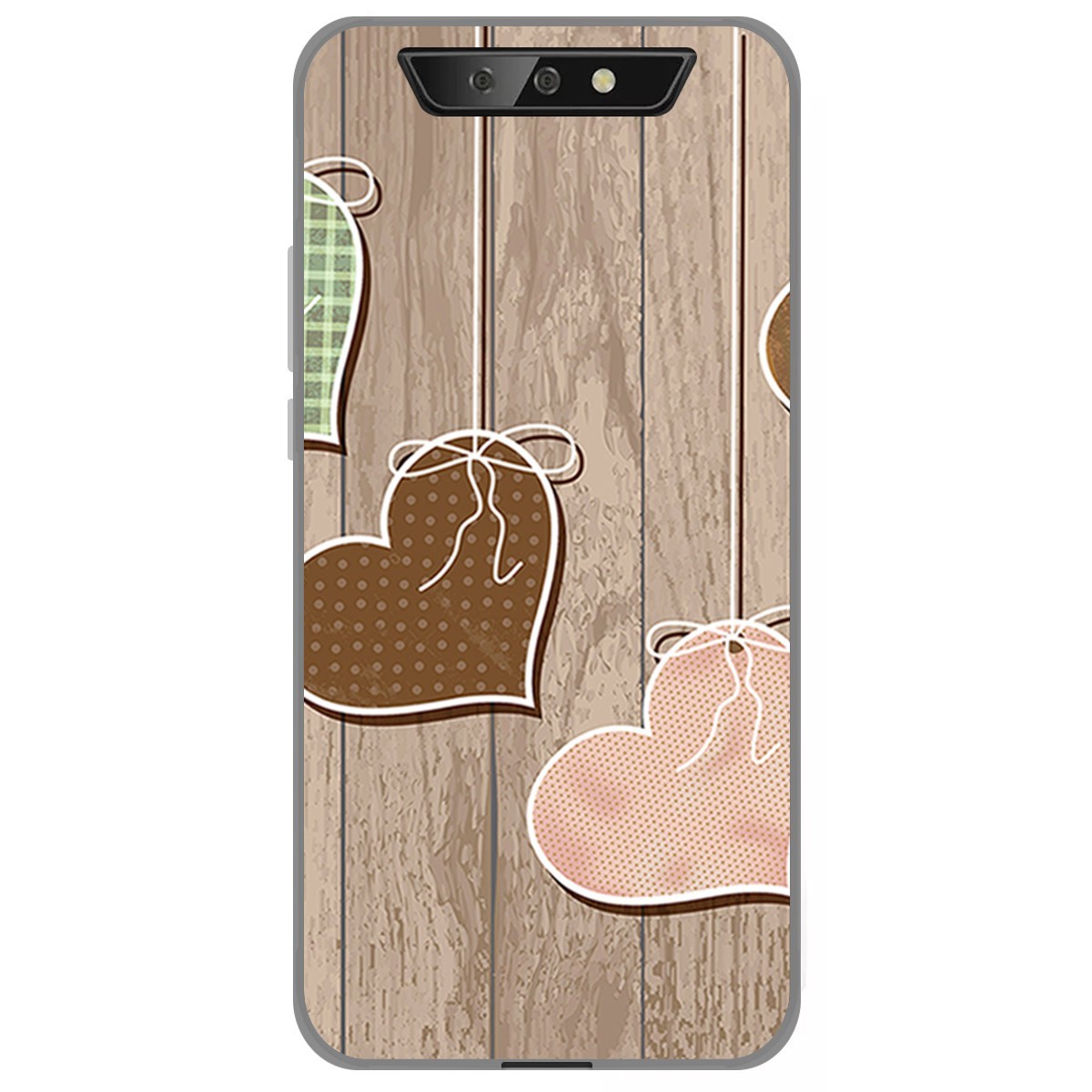 Funda Gel Tpu para Blackview BV5500 / BV5500 Pro diseño Corazones Madera Dibujos