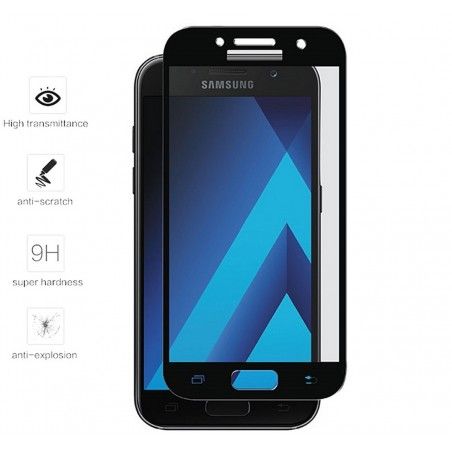 Protector Cristal Templado Frontal Completo Negro para Samsung Galaxy A5 (2017)  Vidrio