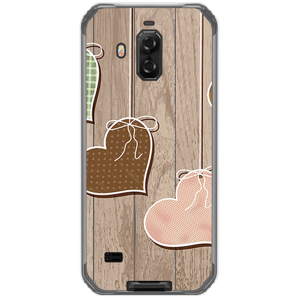 Funda Gel Tpu para Blackview Bv9600 Pro diseño Corazones Madera Dibujos