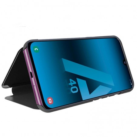 Funda Flip Cover Clear View para Samsung Galaxy A40 color Negra