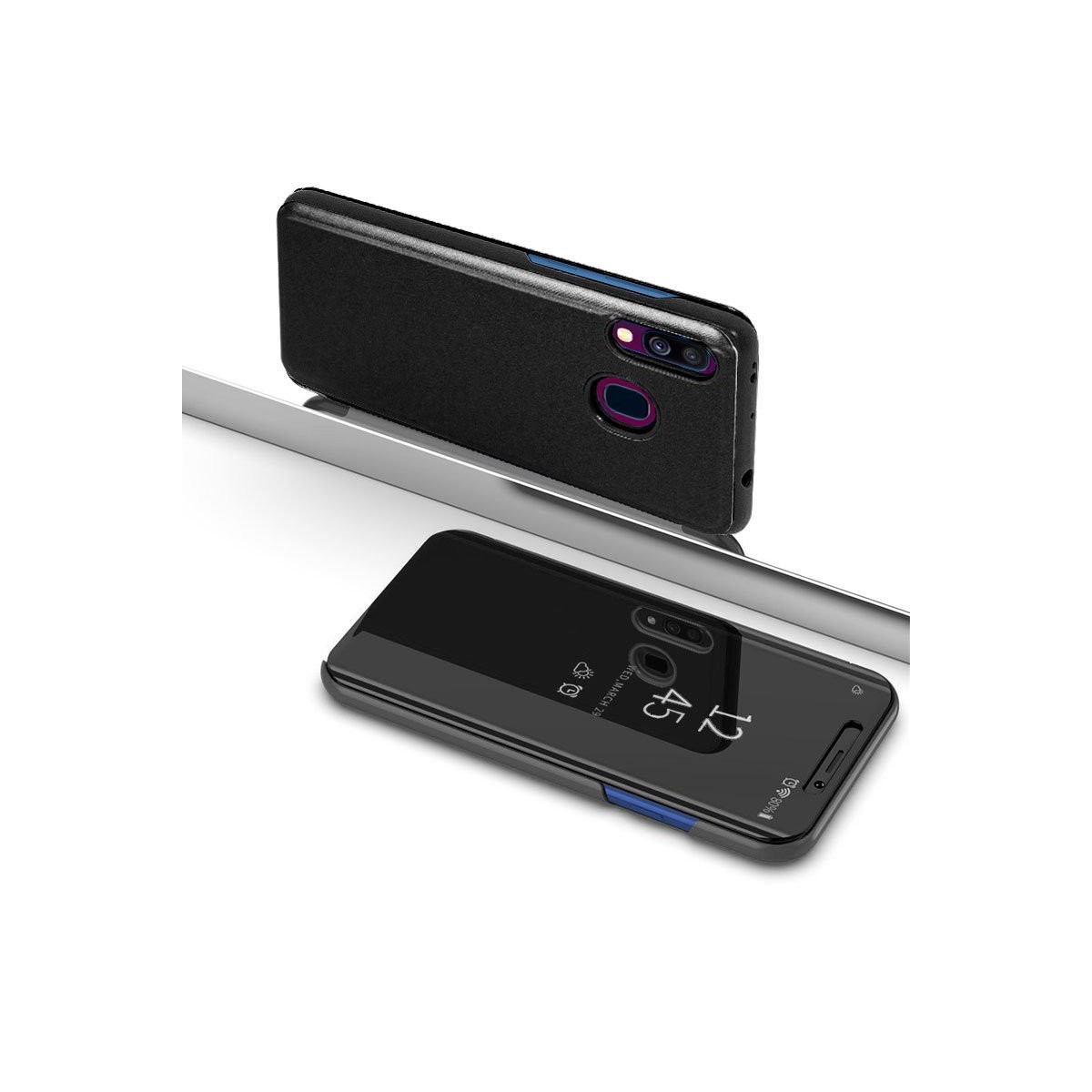 Funda Flip Cover Clear View para Samsung Galaxy A40 color Negra