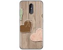 Funda Gel Tpu para Nokia 3.2 diseño Corazones Madera Dibujos