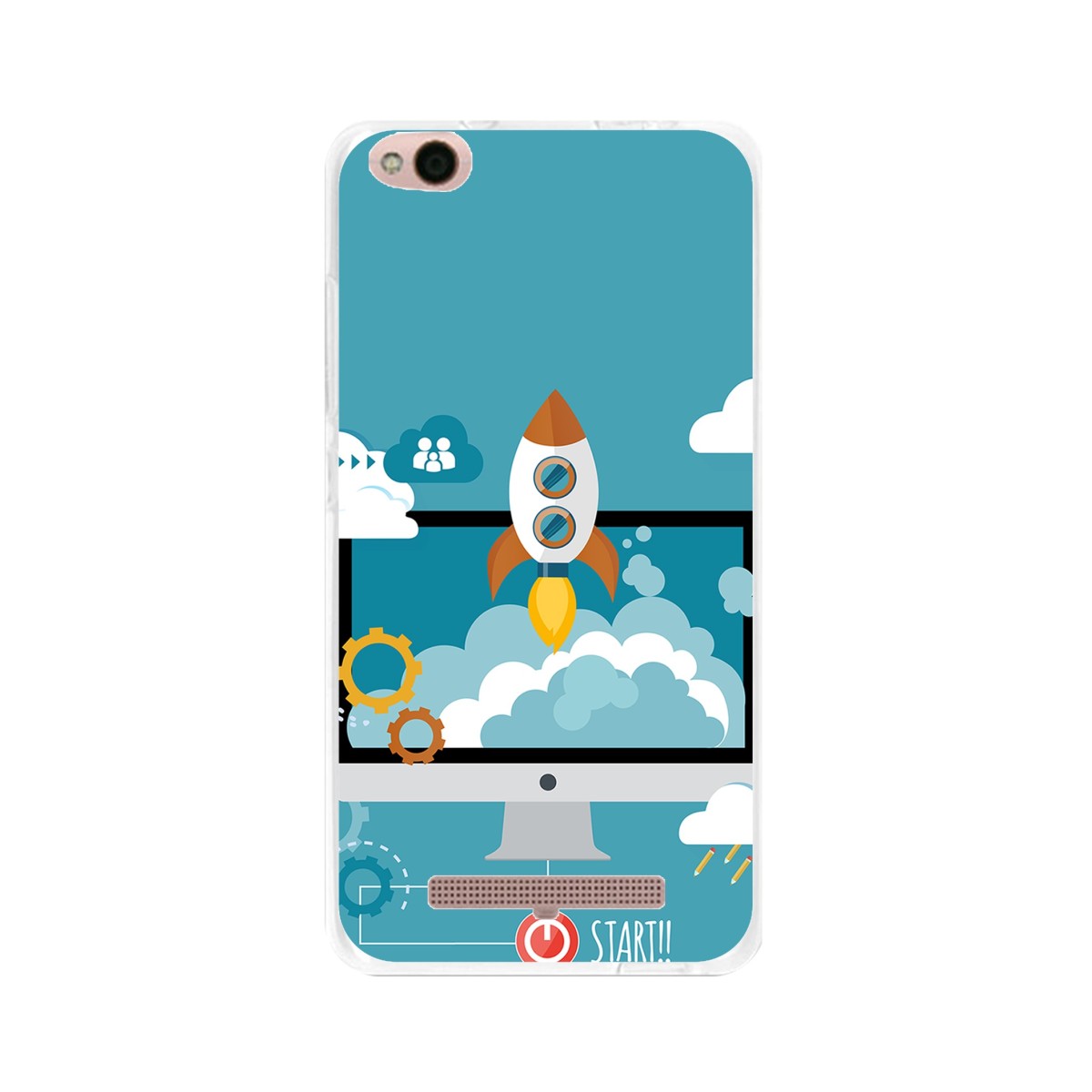 Funda Gel Tpu para Xiaomi Redmi 4A Diseño Cohete Dibujos