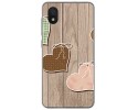 Funda Gel Tpu para Zte Blade A3 (2019) / L8 diseño Corazones Madera Dibujos