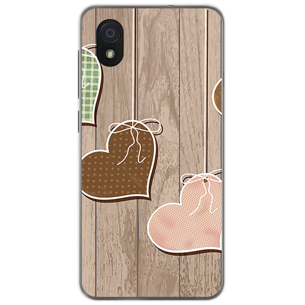 Funda Gel Tpu para Zte Blade A3 (2019) / L8 diseño Corazones Madera Dibujos