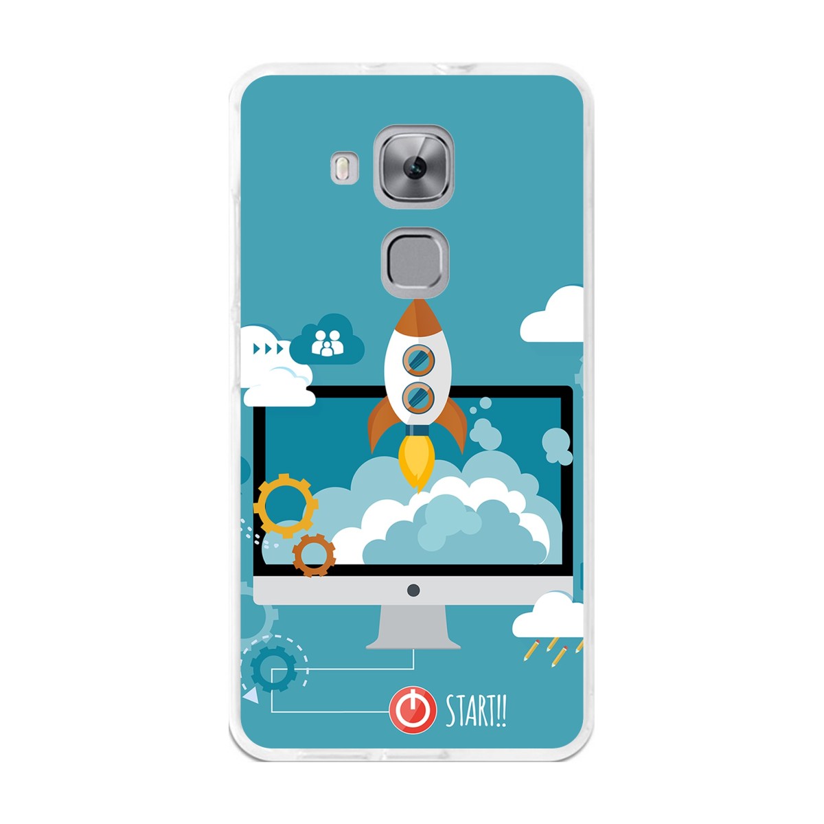 Funda Gel Tpu para Huawei Nova Plus Diseño Cohete Dibujos