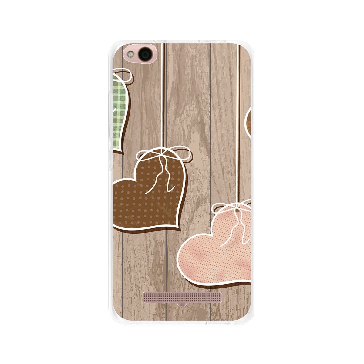 Funda Gel Tpu para Xiaomi Redmi 4A Diseño Corazones Madera Dibujos